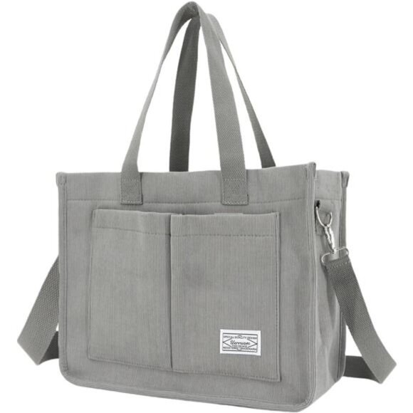 Tote Bag with Pockets, Grey - Picture 1 of 4